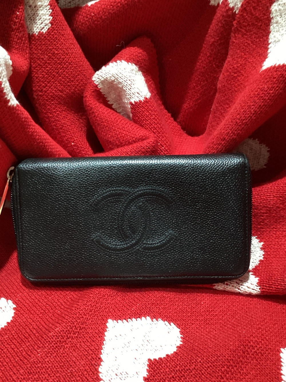 CHANEL Black Quilted CC Zip-Around Wallet